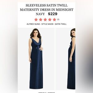 ALFRED SUNG Midnight Navy Satin Maxi Dress